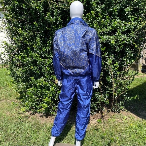 VINTAGE Chaver Graphic Print Royal Blue Parachute Ski Jacket & Pants - Picture 10 of 15